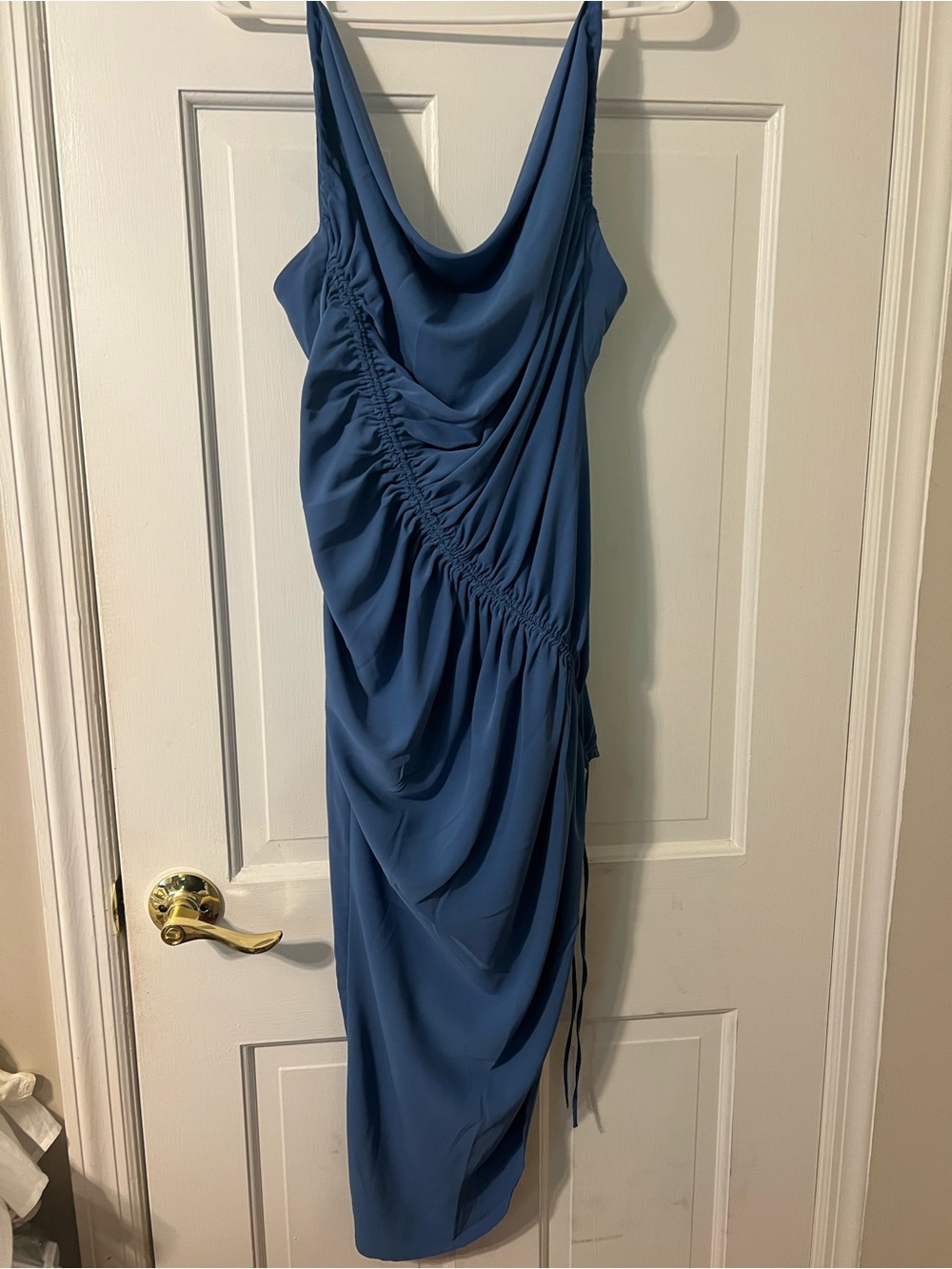 Abercrombie & Fitch Blue Cowl-Neck Asymmetrical Midi Dress